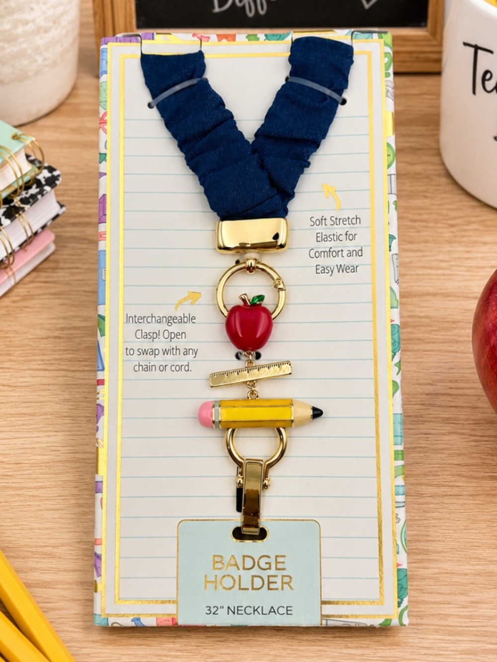 *New* True to Form Badge Holder 32” Elastic Necklace & School-Themed Charms
